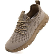 Mesh Lace-Up Running Shoes in Khaki