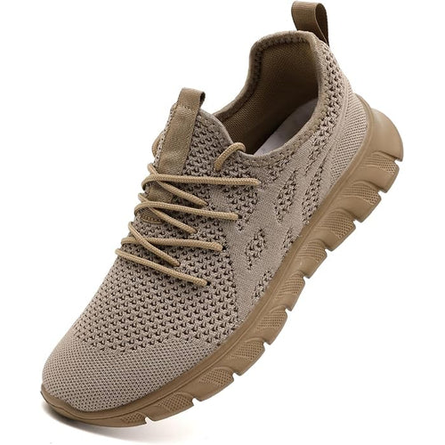 Mesh Lace-Up Running Shoes in Khaki