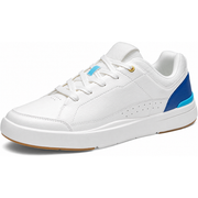 Low-Top Court Lace-Up Sneakers in White/Blue