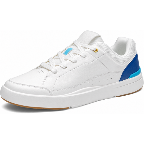 Low-Top Court Lace-Up Sneakers in White/Blue